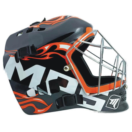 Florbalová maska MPS-PRO FLAME - Black/Orange/Chrome