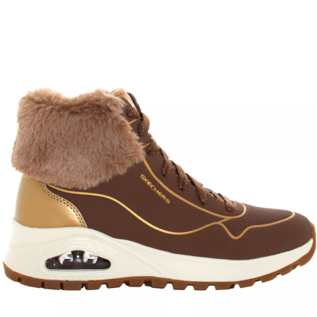 Dámské kotníkové zimní boty SKECHERS-Uno Rugged Zip Up taupe/gold