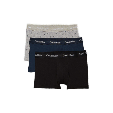 Pánské boxerky CALVIN KLEIN-3 PACK-LOW RISE TRUNK-BLK, DIAMOND LOGO_GR HEATH, N STONE