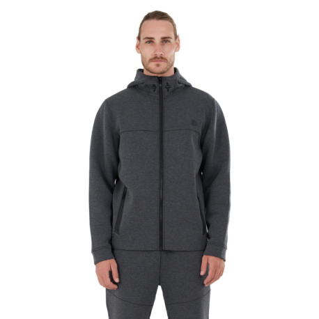 Pánská zateplená mikina s kapucí FUNDANGO-Hamal Tech Hoodie-891-black heather